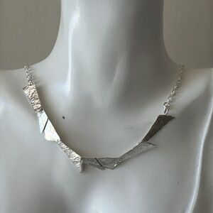 Noa Zuman Elegant Sterling Silver 925 Hammered Foil Necklace 17in long